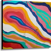 Canvas - Abstracte Meerkleurige Strepen - 100x100 cm Foto op Canvas Schilderij (Wanddecoratie op Canvas)
