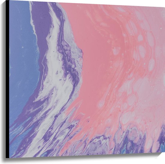 Canvas - Mix van Blauwe, Roze en Paarse Kleuren - 100x100 cm Foto op Canvas Schilderij (Wanddecoratie op Canvas)