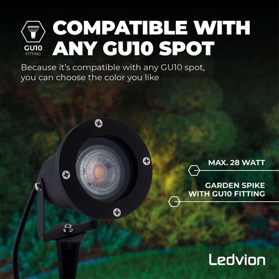 Ledvion - 2X LED Solar Prikspots, Zwart, IP44, 3000K, Zonne