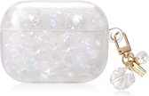 Minislifestyle - AirPod Pro Coque en silicone - Nacre blanche
 - briller - accessoire perle et coquillage - Elegant - Mignonne