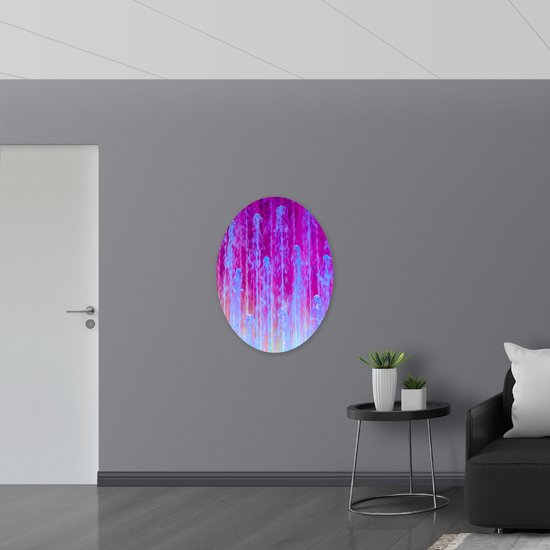 PVC Schuimplaat Ovaal - Abstracte Mix van Blauwe en Paarse Kleuren - 72x96 cm Foto op Ovaal (Met Ophangsysteem)