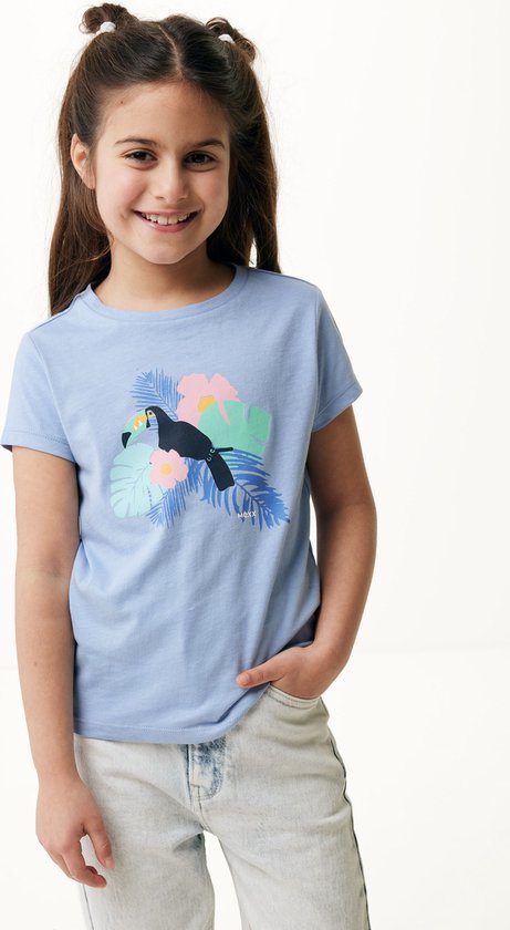 T-shirt Short Sleeve With Artwork Meisjes - Lichtblauw - Maat 110-116