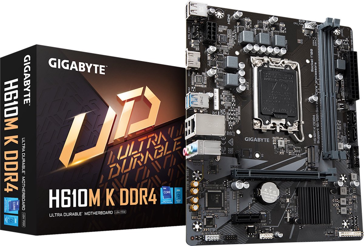 Gigabyte H610M K DDR4 1.0 moederbord Intel H610 Express LGA 1700 micro ATX