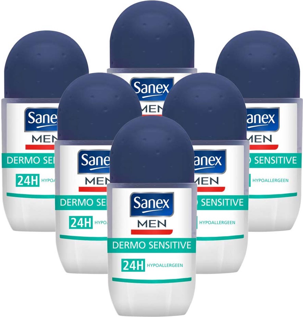 6x - Sanex Deodorant Roller Men Sensitive - 50 ml - voordeelverpakking
