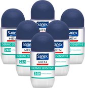 6x - Sanex Deodorant Roller Men Sensitive - 50 ml - voordeelverpakking