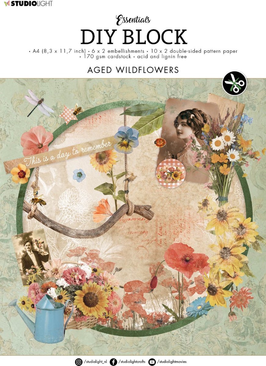 Studio Light Essentials DIY Block Aged Wildflowers