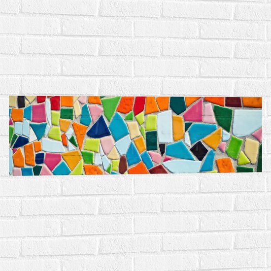 Muursticker - Mozaïek van Verschillende Kleuren - 90x30 cm Foto op Muursticker