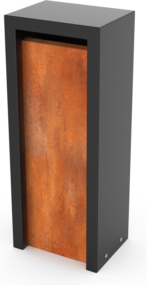 Geroba - Litru Combo Corten/RAL 9005 - Lengte: 400 mm - Breedte: 300 mm - Hoogte: 1000 mm