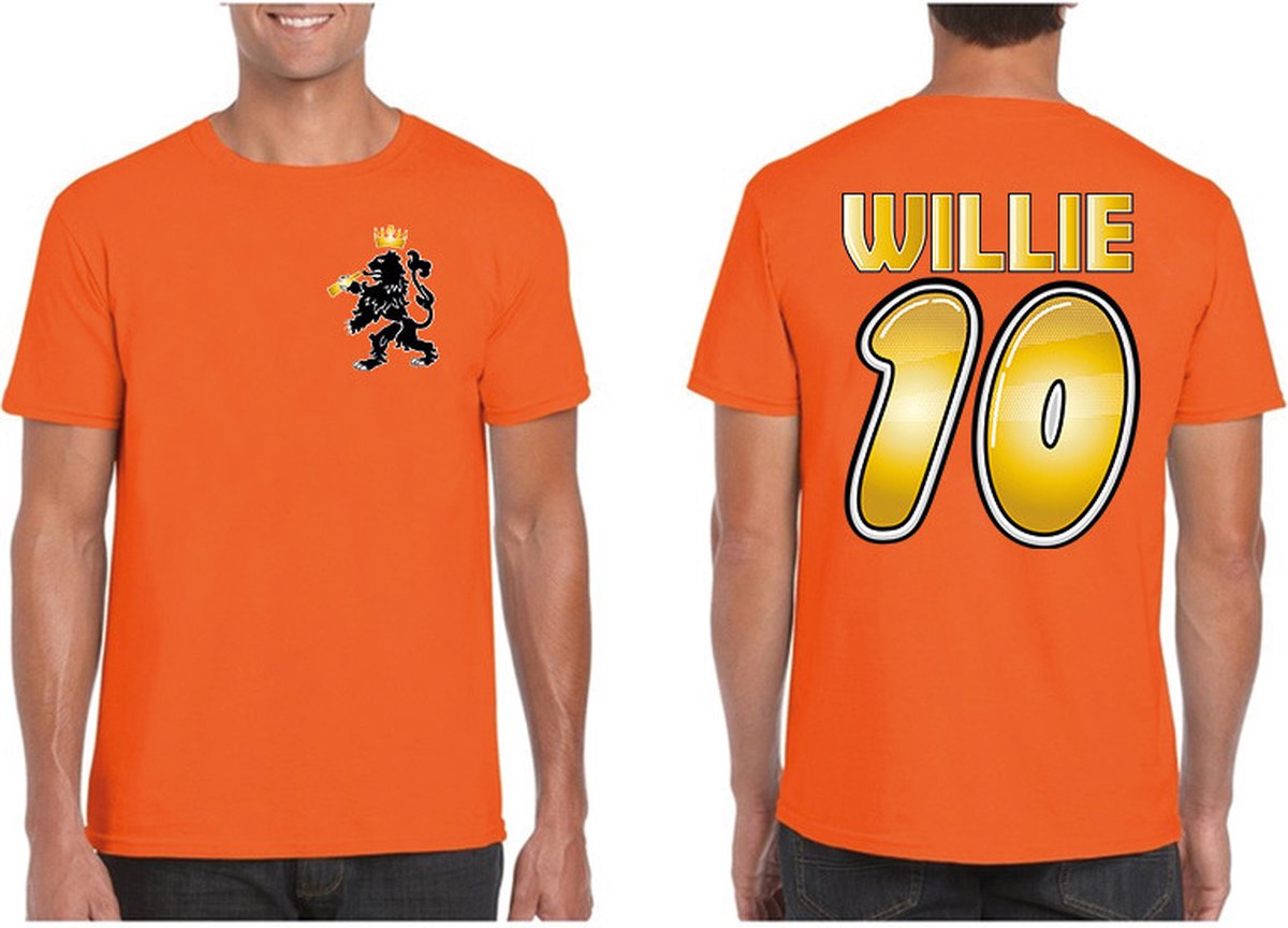 Bellatio Decorations Oranje Koningsdag t-shirt - voetbal Willie - nummer 10 - heren XL