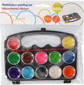 Set van 10x stuks schilder waterverf set 12 kleuren - Hobby/knutsel materiaal benodigdheden - Kinderknutselset