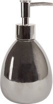 MSV Zeeppompje/dispenser - Kymi - keramiek - zilver kleur - 9 x 16 cm - 260 ml