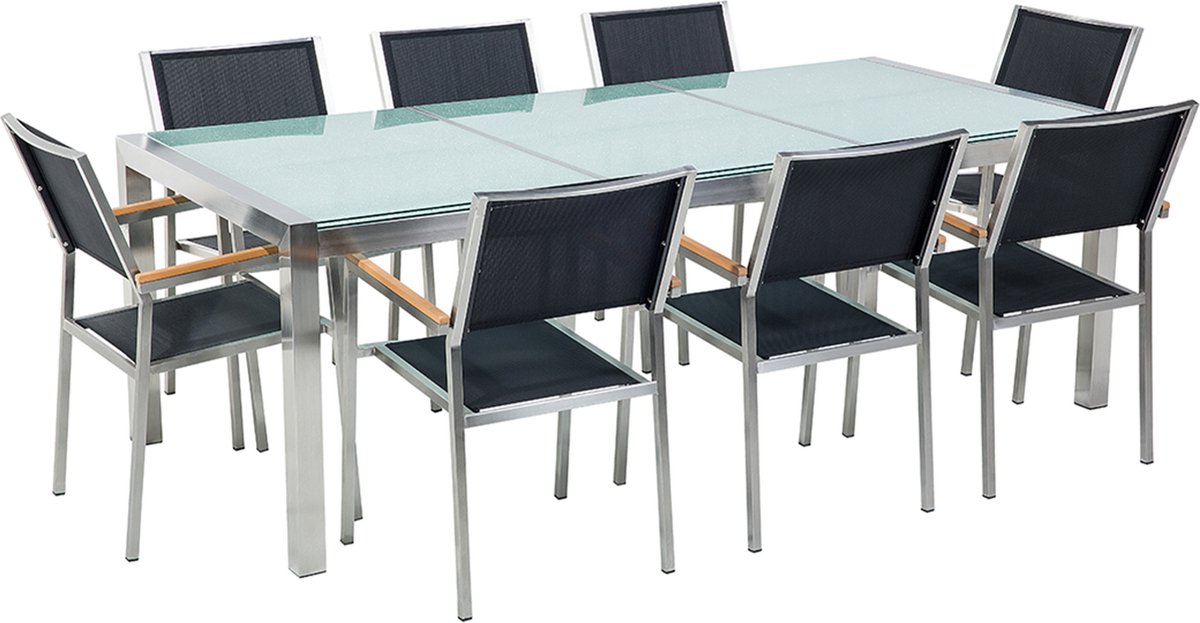 GROSSETO - Tuinset voor 8 driedelig - Zwart - Veiligheidsglas