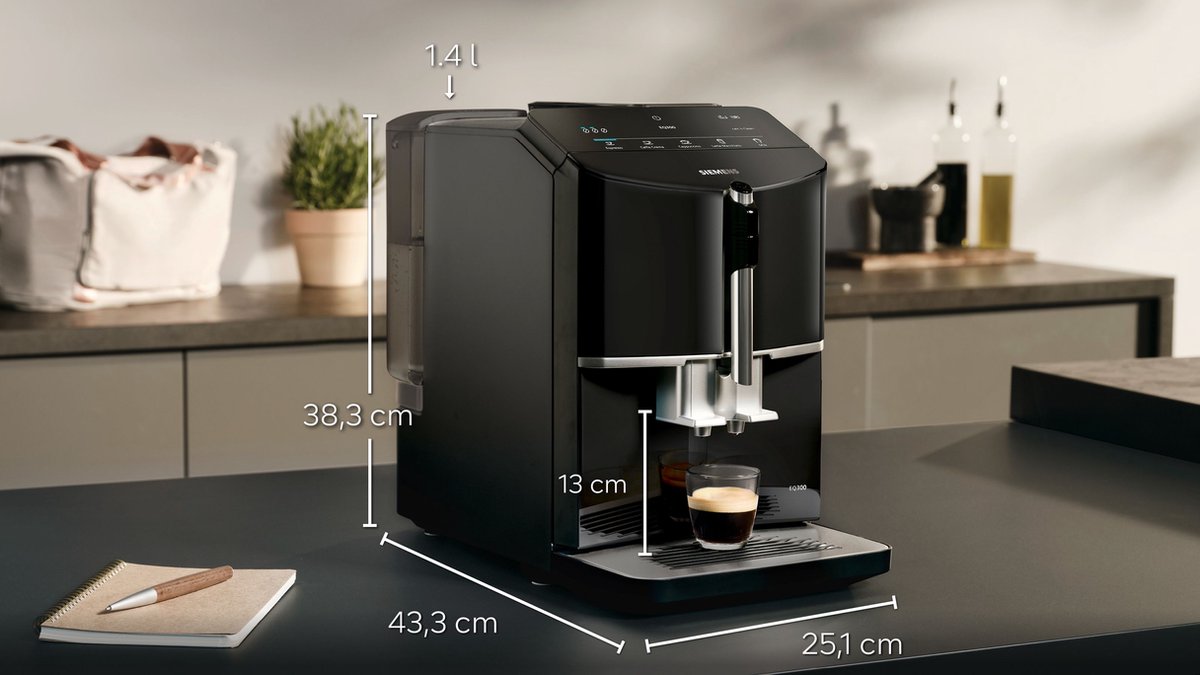 Siemens EQ300 TF301E19 - Volautomaat espressomachine - Zwart - Koffiemachine met bonen — afbeelding 7