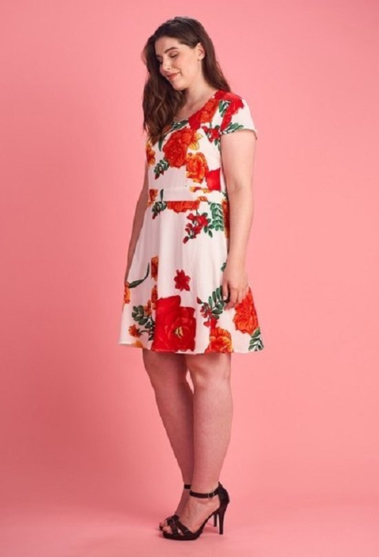 Exclusieve PRACHTIGE jurk met bloemenmotief - wit - maat XXL(WAIST 108CM)