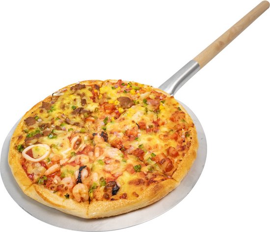 Barbecook pizzaschep vierkant, pizzaspatel voor oven en BBQ met houten handvat en ophanghaak uit roestvrij staal, 32cm breed