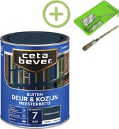 CetaBever Buiten Deur & Kozijn Meester Beits - Zijdeglans - Midden Blauw - 750 ml Inclusief 6 delige beitsset
