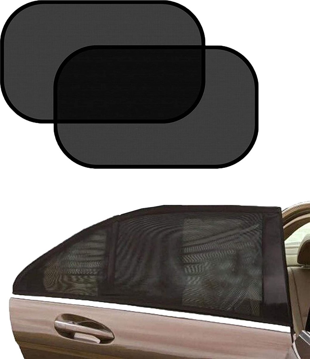 Autozonneschermen voor bescherming van uw kinderen, passagiers of huisdieren – opvouwbaar | 2 stuks Zwart - 44x36cm