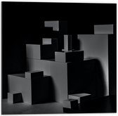 Dibond - Opgestapelde Balken en Blokken in Donkere Omgeving - 50x50 cm Foto op Aluminium (Wanddecoratie van metaal)