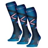 STOX Energy Socks - 3 Pack Skisokken voor Vrouwen - Premium Compressiesokken - Kleur: Zeegroen/Roze - Maat: Small - 3 Paar - Voordeel - Mt 36-38