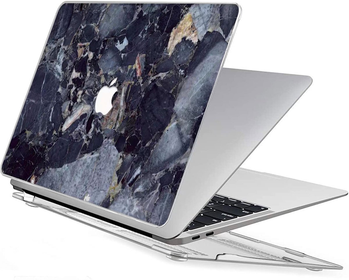 Geschikt voor MacBook Air Cover Hoesje 13 inch Marmer Zwart - Hardcase geschikt voor MacBook Air 2022 - Geschikt voor MacBook Air A2681 / M2