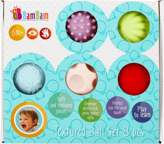 BamBam - Set sensorische figuren, zachte ballen 6m+, 8 stuks cadeau geven