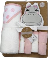 Bo & Mila - Baby Bad Set - Nijlpaard - Badcape - Handdoek - Spons - Cadeauset - Baby Geschenk - Baby Shower