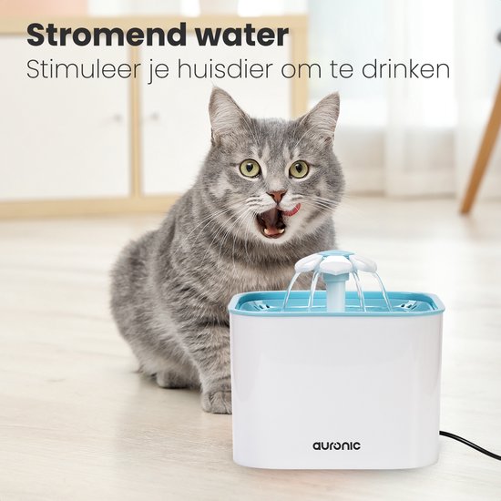 Auronic Drinkfontein - Waterfontein voor Katten en Honden - 2L - Dieren Drinkbak - Incl. 4 Filters - Wit - Auronic