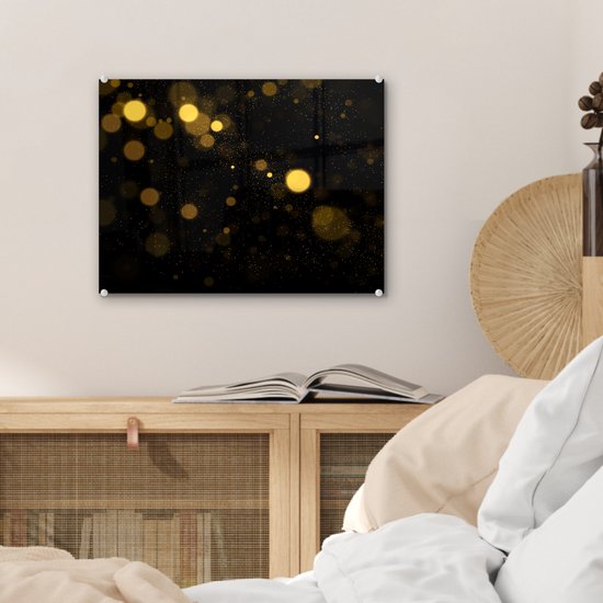 MuchoWow® Peinture sur verre 40x30 cm - Peinture acrylique sur verre - Or - Abstrait - Luxe - Zwart - Photo sur verre - Peintures