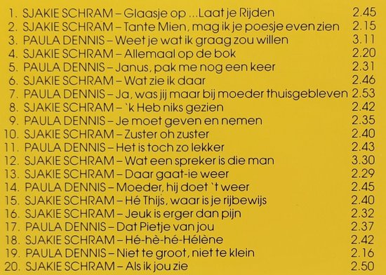 Sjakie Schram en Paula Dennis - Glaasje op … laat je rijden, Sjakie