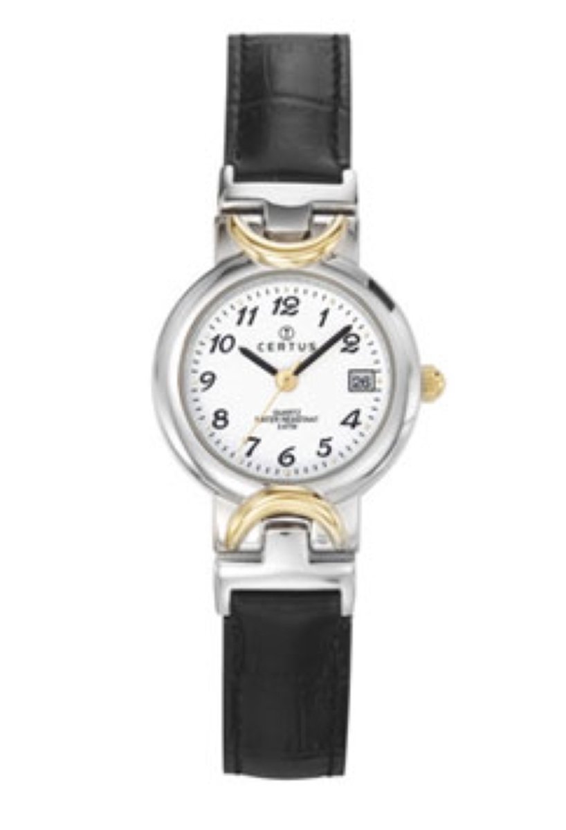 Certus-Horloge-Dames-Bicolour-Datumaanduiding-Duidelijke wijzerplaat-Lederen horlogeband-24MM
