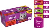 Bol.com Whiskas 1+ - Classic - Kattenvoer natvoer - Selectie in saus - maaltijdzakjes 40 x 85 g aanbieding