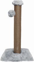 Topmast Krabpaal Fluffy Big Pole - Grijs - 39 x 39 x 80 cm - Made in EU - Krabpaal voor Katten - Sterk Sisal Touw - Met Kattenspeeltje