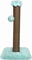Topmast Krabpaal Fluffy Big Pole - Lichtblauw - 39 x 39 x 80 cm - Made in EU - Krabpaal voor Katten - Sterk Sisal Touw - Met Kattenspeeltje