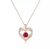 Akyol - i love u ketting – valentijn – ketting met hanger - rose kleur - cadeau voor haar - hart ketting – vriendin - cadeau - roos ketting - cadeau voor vriendin - ketting met hart – 1 ketting- roos - ketting - hanger - roze kleurig - rode k