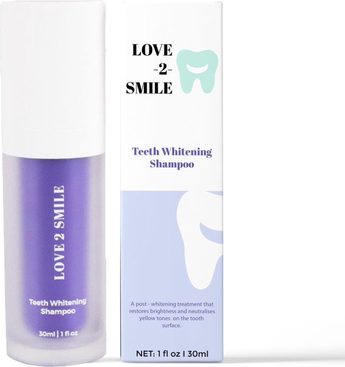 Love2smile - Teeth Whitening Shampoo - De Natuurlijke tandenbleker van Nederland & België - Goedgekeurde Tandpasta - Teeth Whitening - Wittere Tanden - Zonder Peroxide