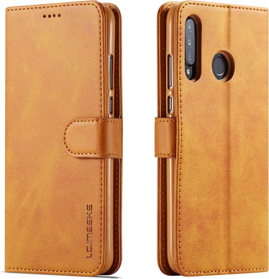 Bookcase Convient pour Huawei P30 Lite - Marron - Porte-cartes - Étui portefeuille