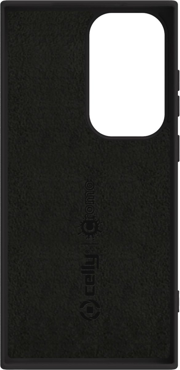 Celly Cromo Siliconen hoesje - Geschikt voor Samsung Galaxy S23 Ultra - TPU Back Cover - Microfiber - Zwart