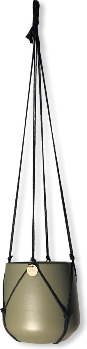 Plantenhanger Zonder Kwast - Kies Kleur en Lengte - Zwart - 80 cm lang - Katoenkoord - Geschikt voor Pot met Diameter t/m 20 cm - Handgemaakt in ons Macramé Atelier - Prijs per Stuk - Let op: Exclusief Pot - Inclusief Verzendkosten