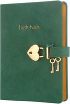 Victoria's Journals - Dagboek met slot, sleutel en geschenkdoos - Hush-Hush My Secret Diary w/ Heart Lock - Luxe Vegan Leer Dagboek - Hardcover - 320 Pagina's Premium Papier - 13 x 18 cm (Munt)