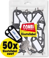 Combi-Label Sleutellabel zwart- Sleutellabels - Sleutelhanger – Sleutelhangers – Naamlabel – 50 Stuks