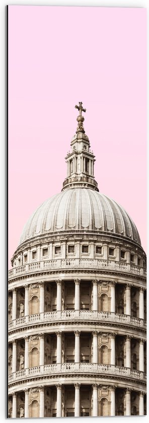 Dibond - St Paul's Cathedral - met roze Lucht - 30x90 cm Foto op Aluminium (Wanddecoratie van metaal)