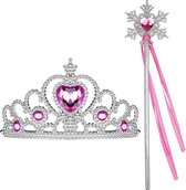 Het Betere Merk - voor bij je prinsessenjurk - prinsessen speelgoed voor bij je verkleedjurk - Tiara - Roze - Toverstaf Meisje - Kroon - cadeau meisje