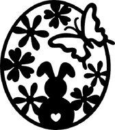 Sticker fenêtre Pasen LBM - Lapin de Pâques - noir