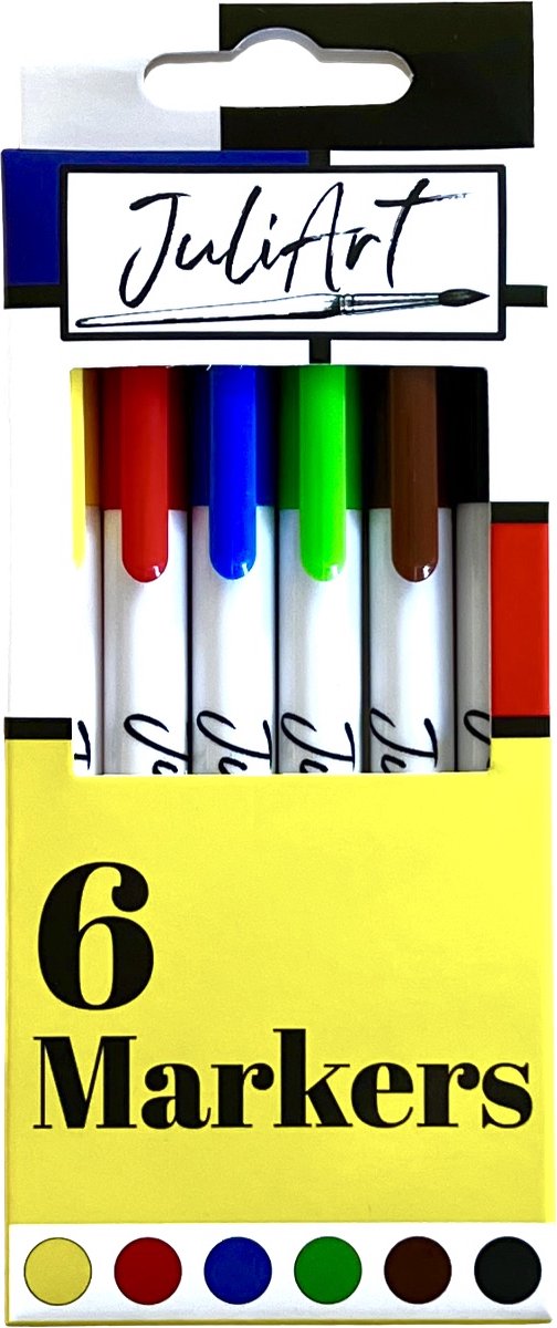 JuliArt Permanent Markers - 6 Kleuren