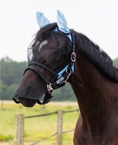Qhp Vliegenmasker Met Afneembare Neusflap Lichtblauw - Lichtblauw - paard