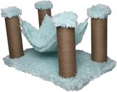 Topmast Krabpaal Fluffy Maui - Lichtblauw - 59 x 39 x 34 cm - Katten Hangmat - Made in EU - Krabpaal voor Katten - Stevig Sisal Touw