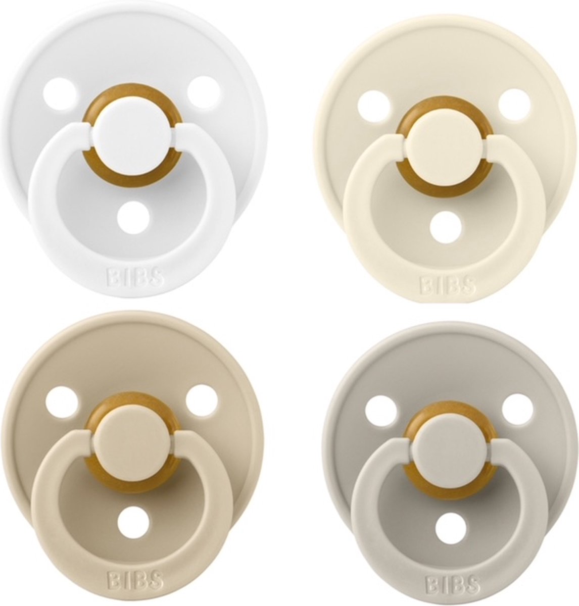 Goedkoopste Bibs fopspeen 6-18 maand set 4 stuks White,Ivory,Vanilla en Sand maat 2
