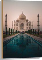 Hout - Tai Mahal Moskee - India - 50x75 cm - 9 mm dik - Foto op Hout (Met Ophangsysteem)