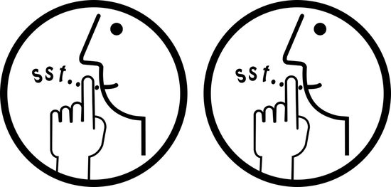 Stilte ruimte pictogram sticker set 2 st. zwart