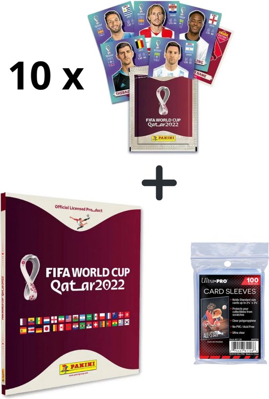 Afbeelding van het spel Panini FIFA World Cup 2022 Qatar - Hardcover album Blauwe Sticker Versie + 10 pakje + ultra pro sleeves
